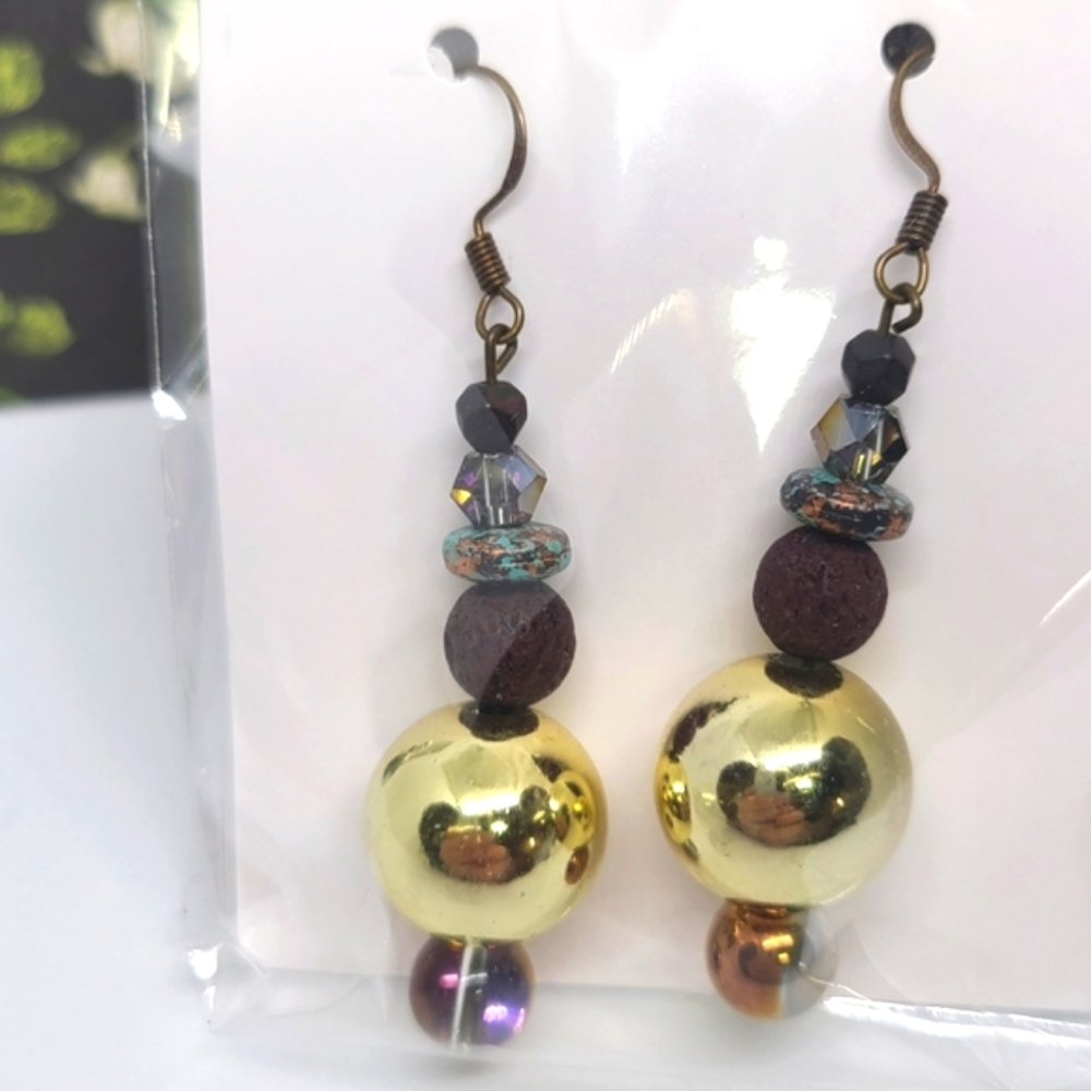 🆕️ OOAK Lava Metallic Earrings A1